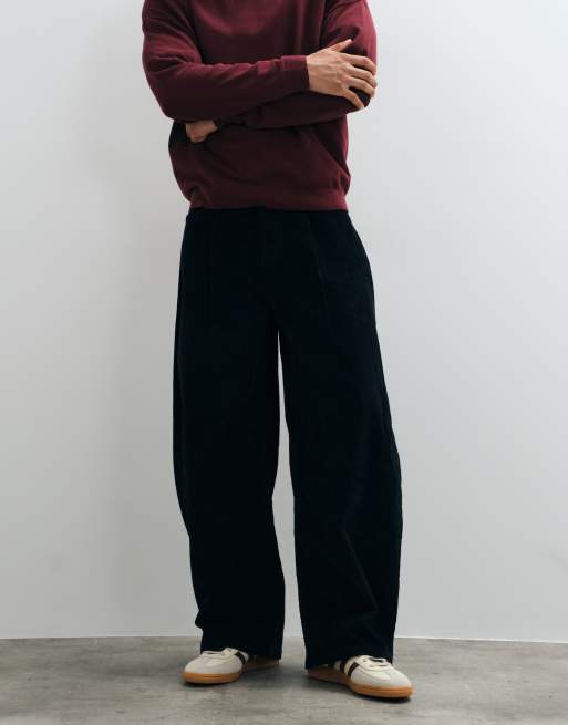 ASOS DESIGN oversized baggy corduroy trousers in black, 3 of 5
