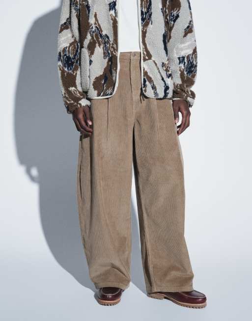 ASOS DESIGN oversized baggy corduroy trousers in brown, 2 of 5
