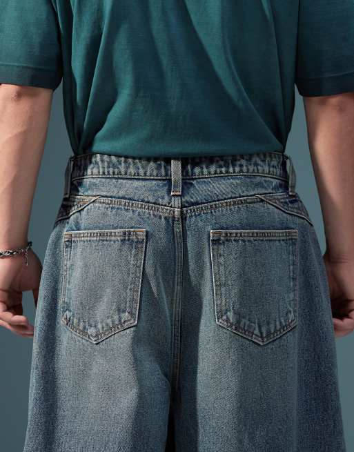 ASOS DESIGN oversized baggy fit jeans in dark wash blue, 4 of 5