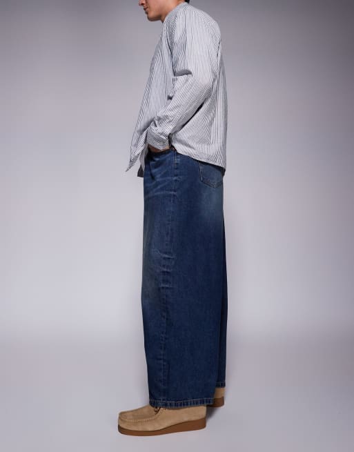 ASOS DESIGN oversized baggy fit jeans in vintage dark wash blue