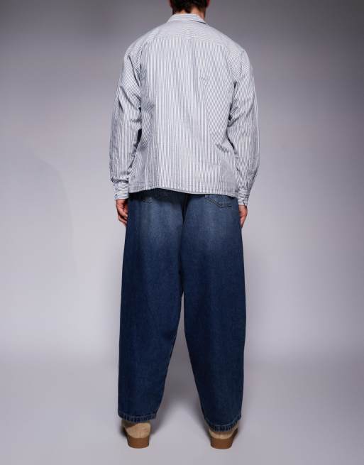 ASOS DESIGN oversized baggy fit jeans in vintage dark wash blue