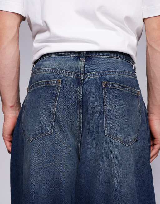 ASOS DESIGN oversized baggy fit jeans in vintage dark wash blue