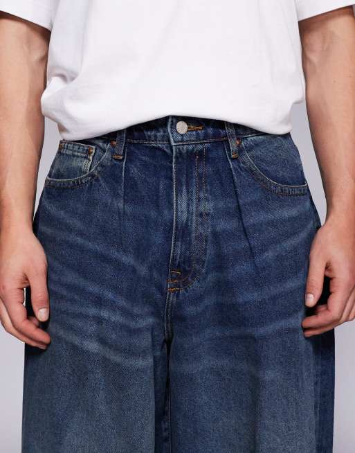 ASOS DESIGN oversized baggy fit jeans in vintage dark wash blue