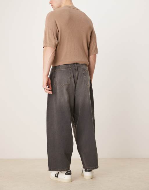 ASOS DESIGN baggy balloon fit jeans in washed dark blue 