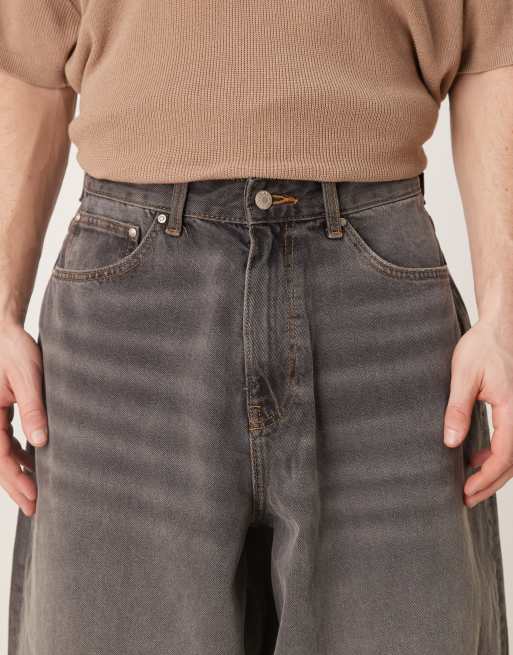 ASOS DESIGN baggy balloon fit jeans in washed dark blue 