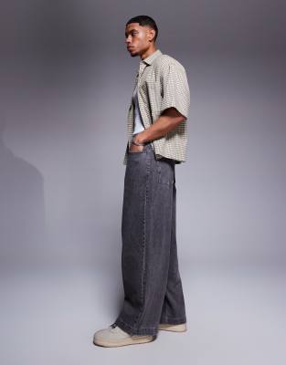 ASOS DESIGN oversized baggy fit jeans in washed grey 