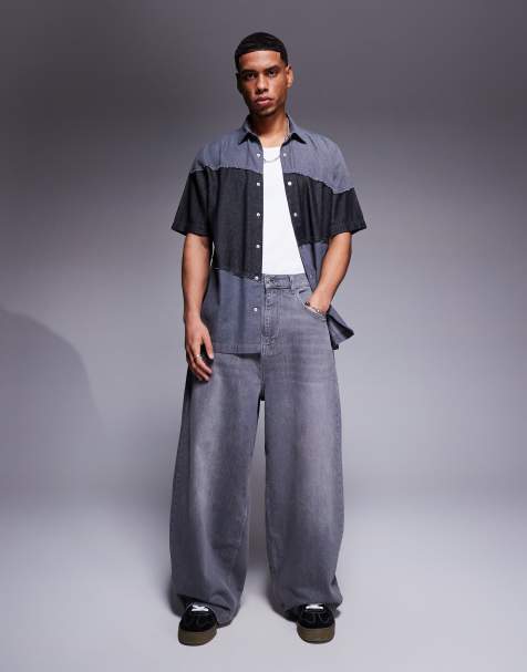 ASOS DESIGN oversized baggy fit jeans in washed grey - view 1
