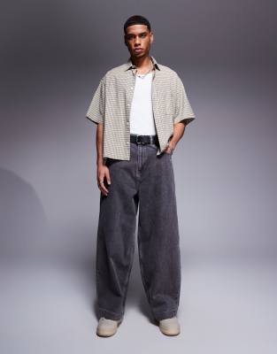 ASOS DESIGN boxy oversized t-shirt with sports graphic in charcoal