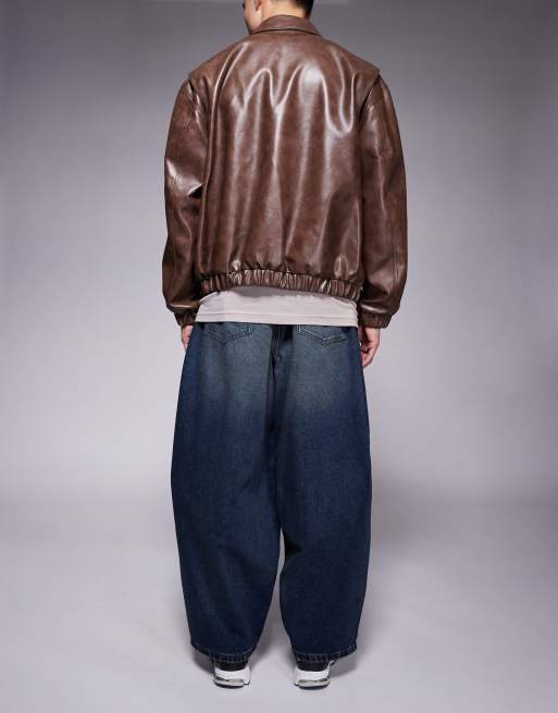 ASOS DESIGN oversized baggy fit jeans with vintage tint in dark wash blue 