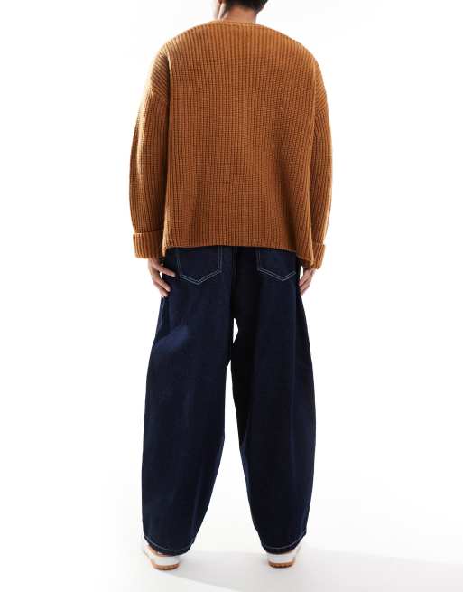 ASOS DESIGN oversized baggy in raw denim with contrast stitch, 2 of 5