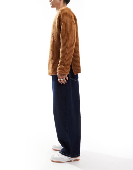 ASOS DESIGN oversized baggy in raw denim with contrast stitch, 3 of 5