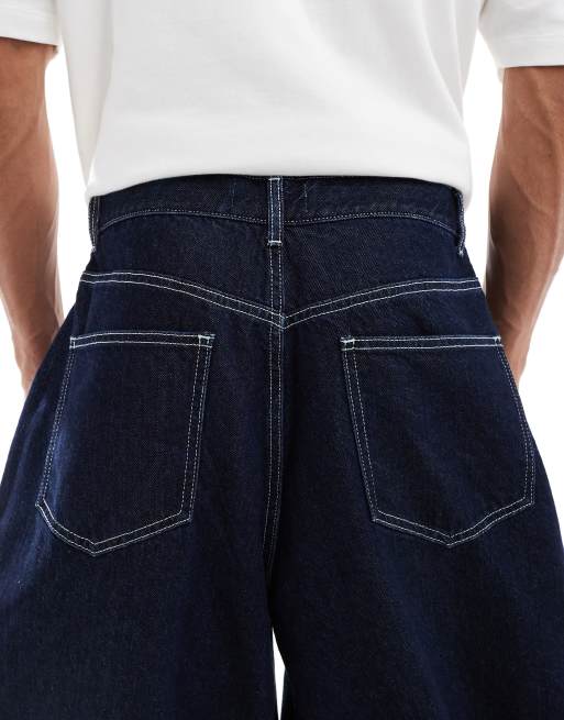 ASOS DESIGN oversized baggy in raw denim with contrast stitch, 4 of 5
