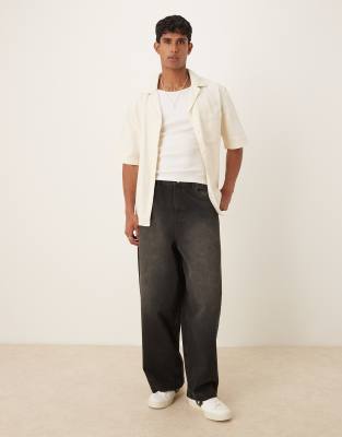 asos ASOS DESIGN oversized baggy jeans in black wash with brown tint