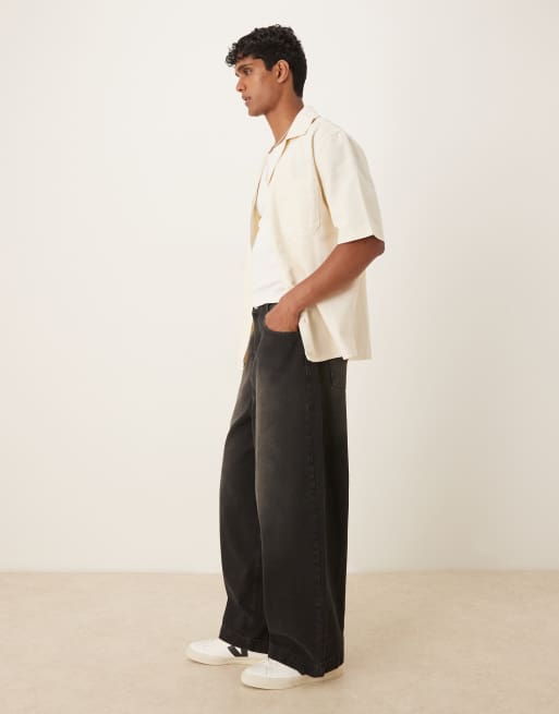 ASOS DESIGN oversized baggy jeans in black wash with brown tint