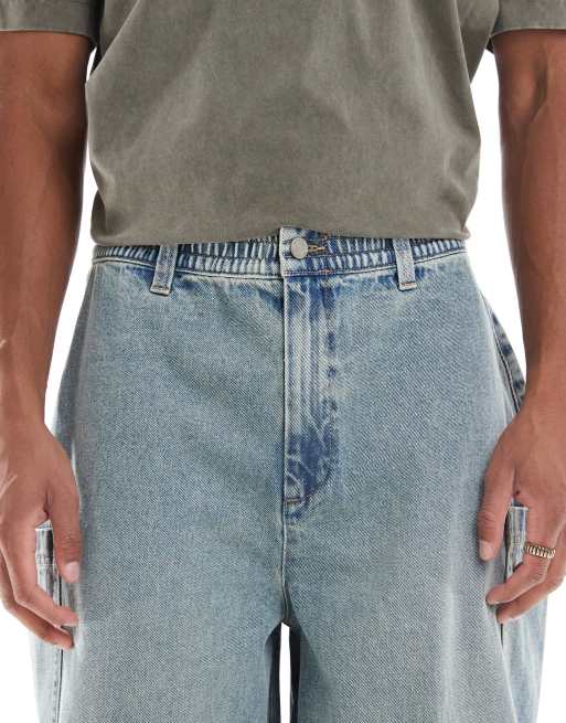 ASOS DESIGN - Oversized baggy jeans in gebleekte wassing met tint en cargozakken, 4 van 5
