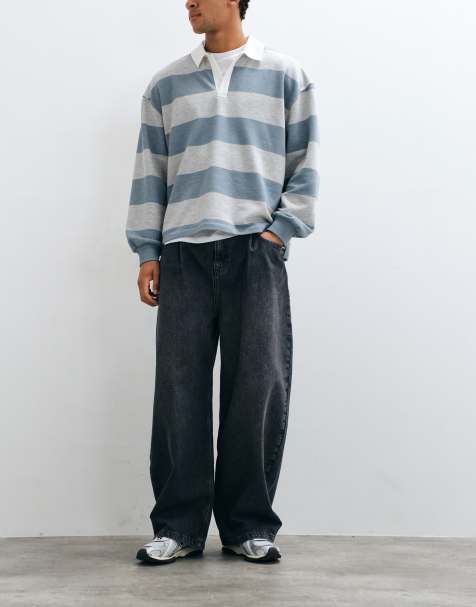 ASOS DESIGN oversized baggy jeans in grey with pleats - view 1