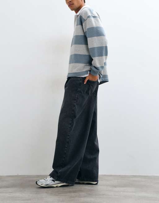 ASOS DESIGN oversized baggy jeans in grijs met plooien, 2 van 5