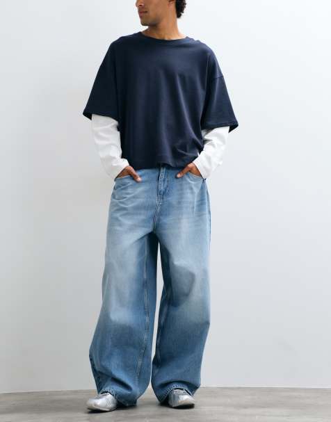 ASOS DESIGN oversized baggy jeans in light wash blue - view 1