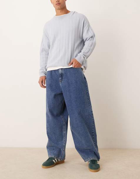 ASOS DESIGN oversized baggy jeans in mid wash blue - view 1