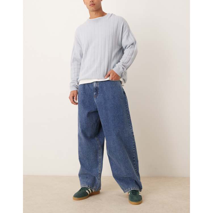[OPEN YY] / ☆ 25SS WASHED POCKET SWEAT BAGGY / BLUE Xineicy Women's Mid Waist Pocket Cargo Jeans Washed Baggy