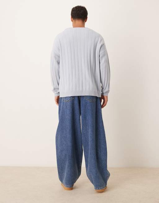 ASOS DESIGN oversized baggy jeans in mid wash blue 