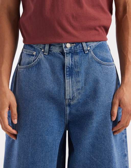 ASOS DESIGN oversized baggy jeans in mid wash blue, 4 of 5