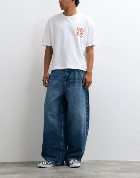 ASOS DESIGN oversized baggy jeans in mid wash blue - view 1