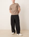 [ASOS DESIGN] ASOS DESIGN oversized baggy jeans with pocket pleats in washed black W34 Washed black
