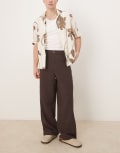[ASOS DESIGN] ASOS DESIGN oversized baggy linen look pants in brown W28 L30 BROWN