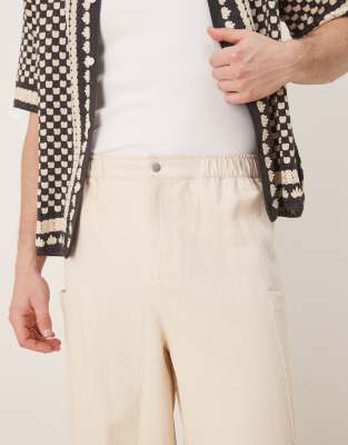 Asos Design Oversized Baggy Linen Look Pants In White