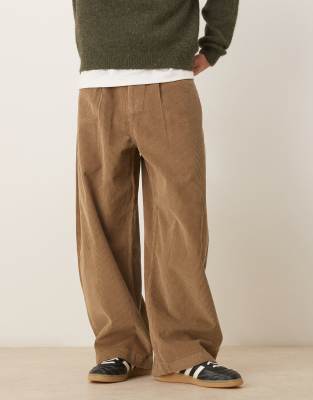 Asos Design Oversized Baggy Pants In Brown