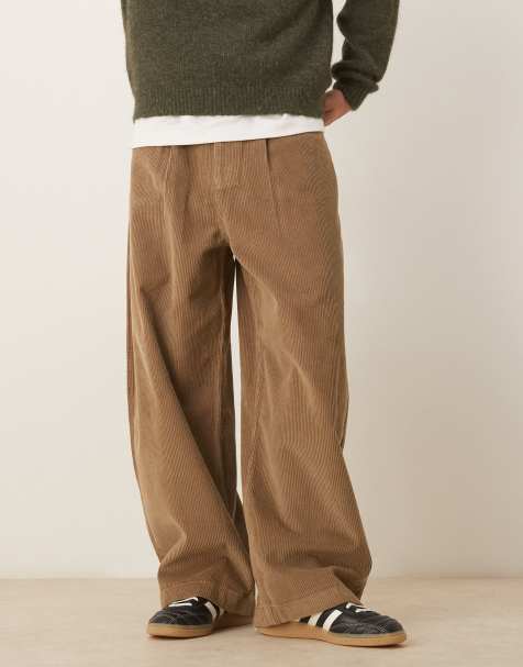 ASOS DESIGN oversized baggy pants in beige corduroy - view 1