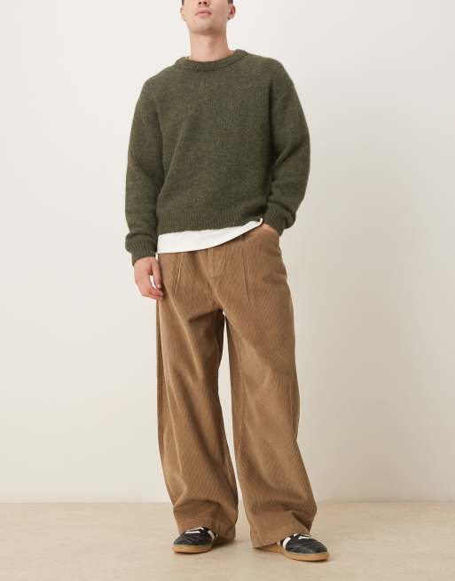 ASOS DESIGN - Oversized baggy broek van corduroy in beige