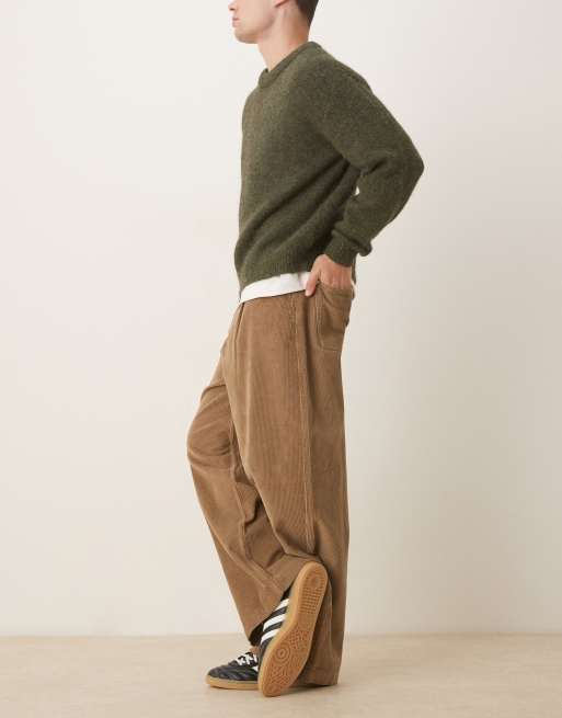 ASOS DESIGN - Oversized baggy broek van corduroy in beige