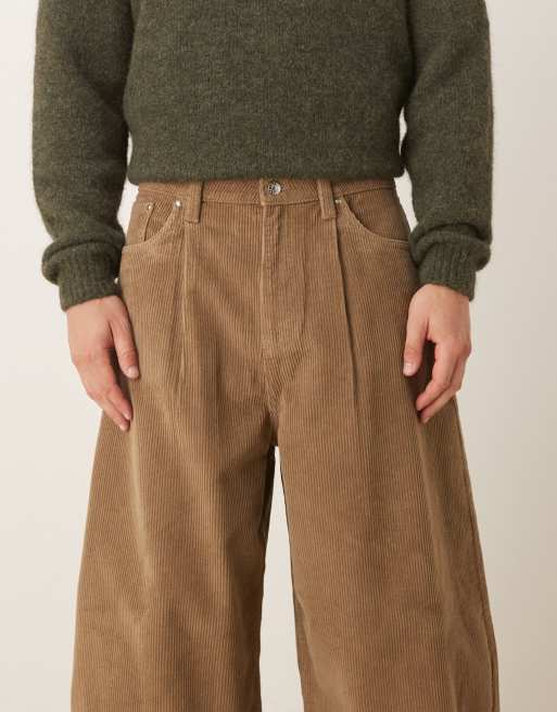 ASOS DESIGN - Oversized baggy broek van corduroy in beige