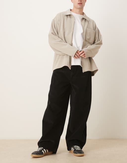 ASOS DESIGN - Oversized baggy broek van corduroy in zwart