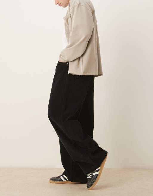 ASOS DESIGN - Oversized baggy broek van corduroy in zwart