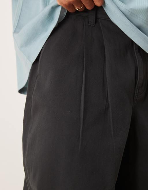 ASOS DESIGN oversized baggy pants in black with pleats