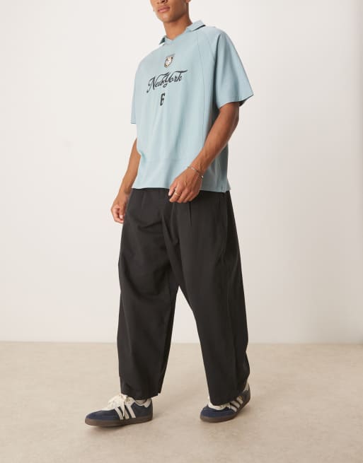 ASOS DESIGN oversized baggy pants in black with pleats