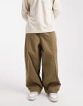 [ASOS DESIGN] ASOS DESIGN oversized baggy pants in khaki-Green L KHAKI