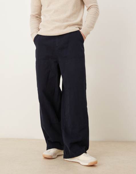ASOS DESIGN oversized baggy pants in navy with carpenter details - view 1