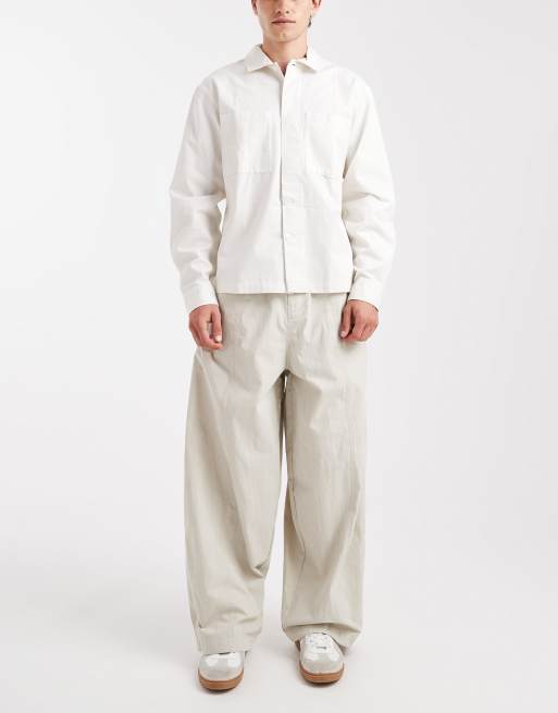ASOS DESIGN oversized baggy trousers in stone