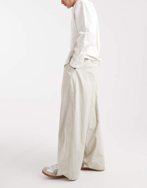 ASOS DESIGN oversized baggy trousers in stone