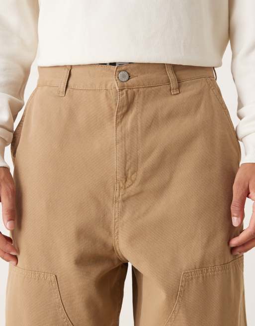 ASOS DESIGN oversized baggy pants in tan with carpenter details, 4 of 5