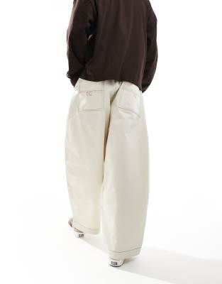 ASOS DESIGN oversized balloon pants in white with contrast stitch
