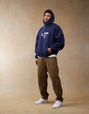 Asos Design Oversized Baggy Pants With Carpenter Details In Brown