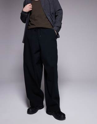 Asos Design Oversized Baggy Pants With Elastic Waist In Black