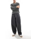 [ASOS DESIGN] ASOS DESIGN oversized baggy pants with knee panels in charcoal grey canvas W30 L34 CHARCOAL