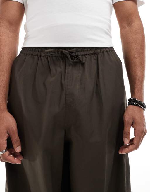 ASOS DESIGN oversized baggy pants with side piping in brown 