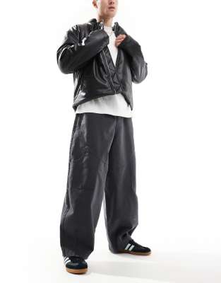 Asos Design Oversized Baggy Pants With Workwear Patch In Gray